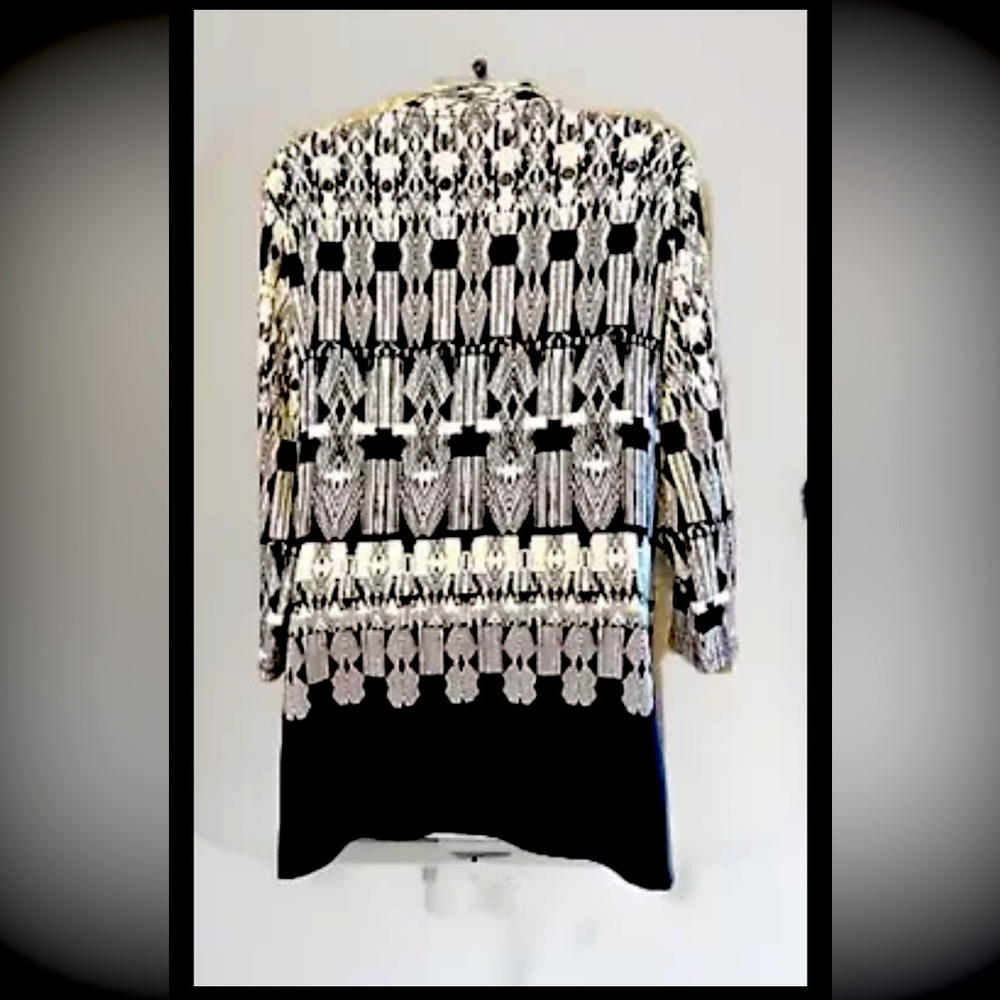 Rafaella Aztec Print Open Front Tunic Cardigan Bl… - image 4